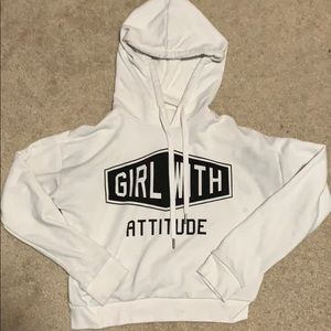 Cropped white Forever 21 Hoodie